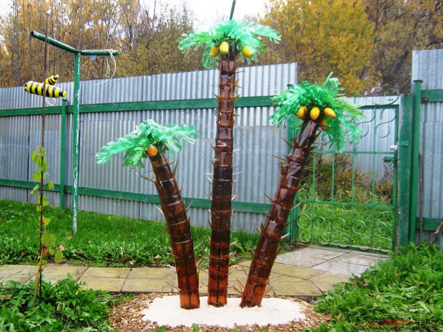 Palm trees from plastic bottles