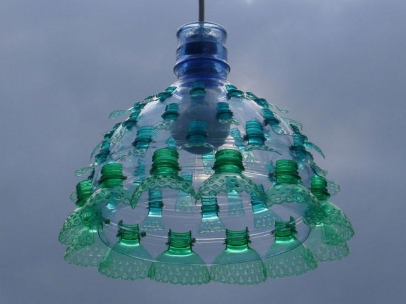 Chandelier from plastic bottles