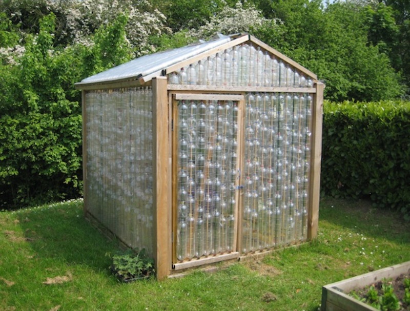 Greenhouse made of plastic bottles