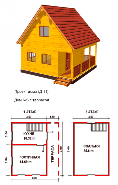 مبنى صغير 6x6 م مع تراس يتكون من مطبخ و 2 غرف