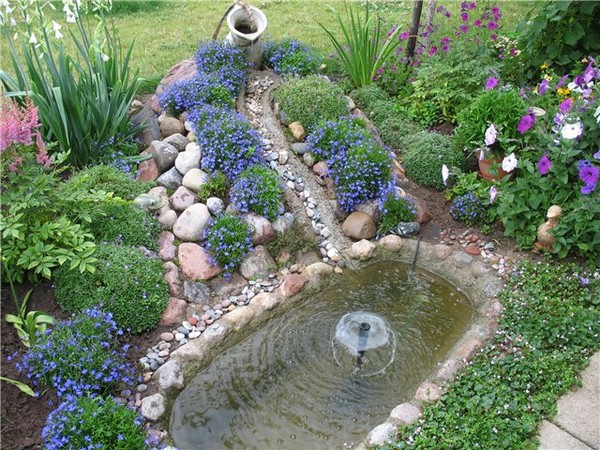 In the rockery near the pond