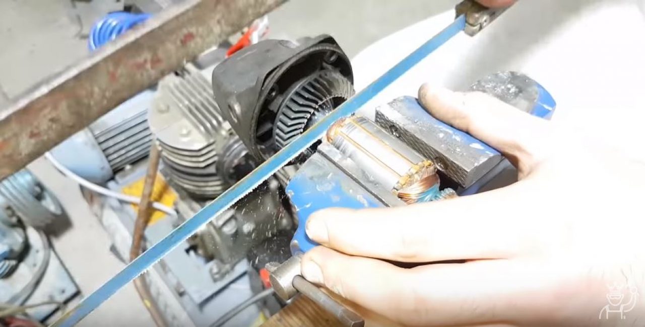 We clamp the rotor of a burned-out electric motor