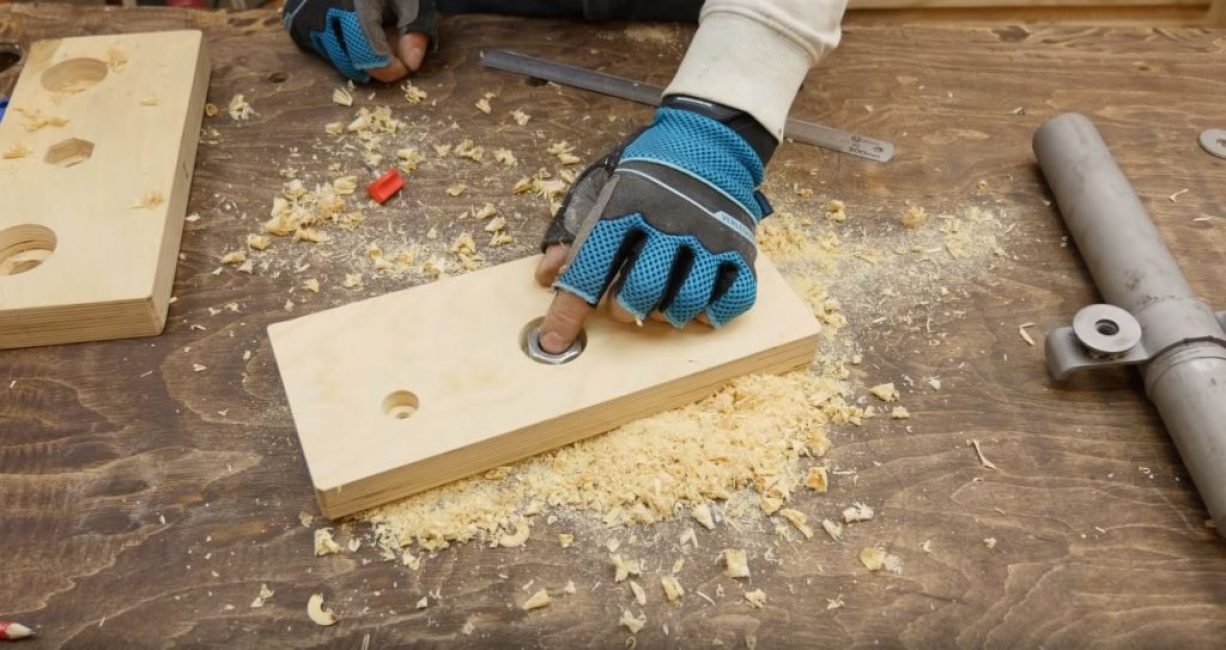 Drill the center hole for the washer